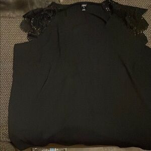 NWOT Stylish Black Top with Lace Accents